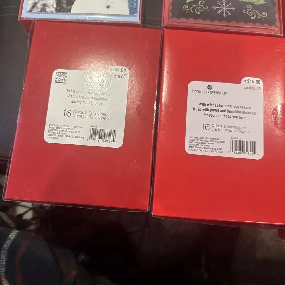 Lot of 8 Christmas Greeting Card Boxes 128 Cards & Envelopes Holiday New